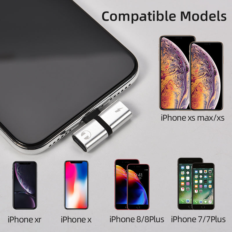 T-shaped Headphone 2-in-1 Dual-port Headphone Adapte for iPhone 7 8 Plus X XS Xs Max 11 Audio Charger Dispenser Accessories